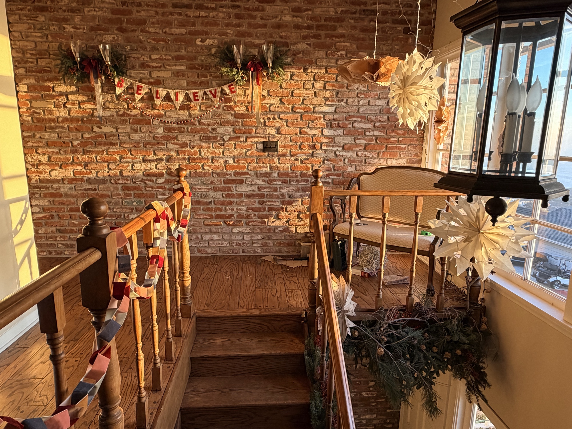 Christmas staircase installation